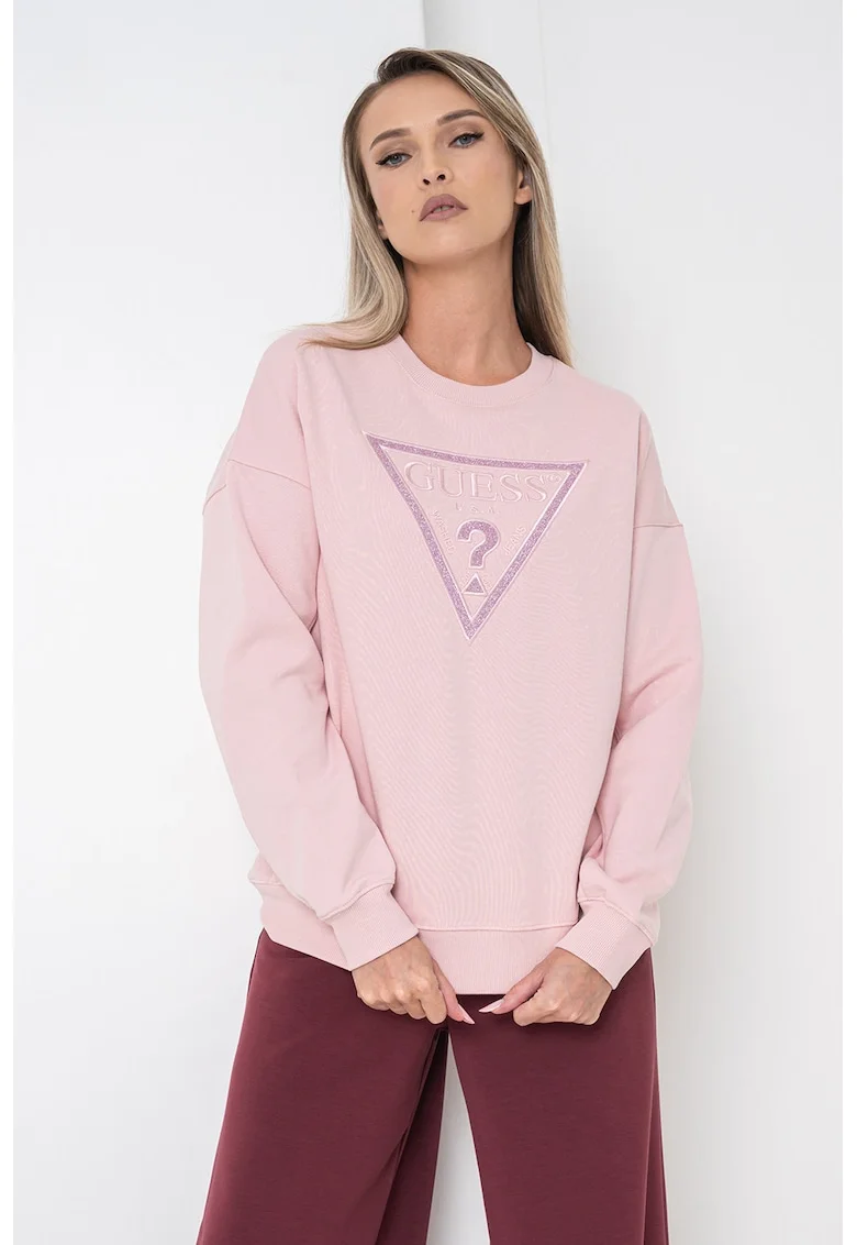 Bluza de trening cu broderie logo, Roz deschis/Lila