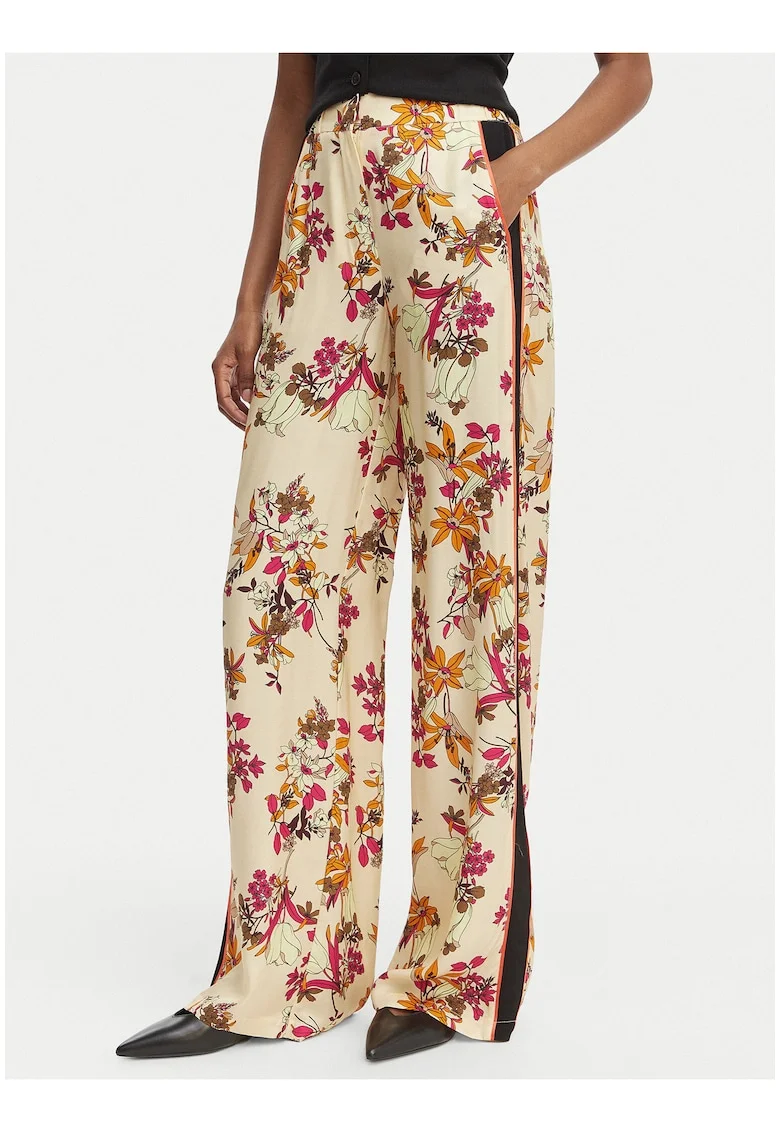Pantaloni dama,  casual, floral, portocaliu, viscoza, set