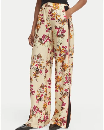 Pantaloni dama,  casual, floral, portocaliu, viscoza, set