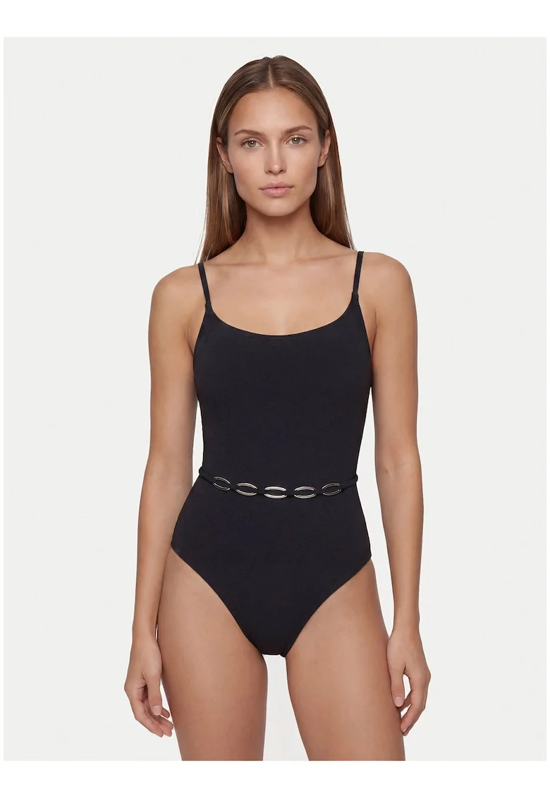 Costum de baie dama,  negru, material sintetic, cupe neintarite