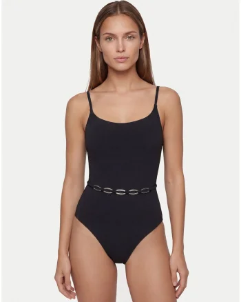 Costum de baie dama,  negru, material sintetic, cupe neintarite