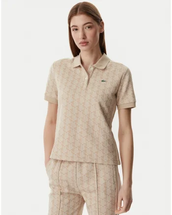 Tricou dama,  bej, maneca scurta, poliester-bumbac