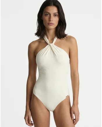 Costum de baie de Dama,  Bej, material sintetic, croiala clasica