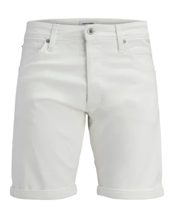 Pantaloni scurti barbati,  alb, regular fit, bumbac si poliester