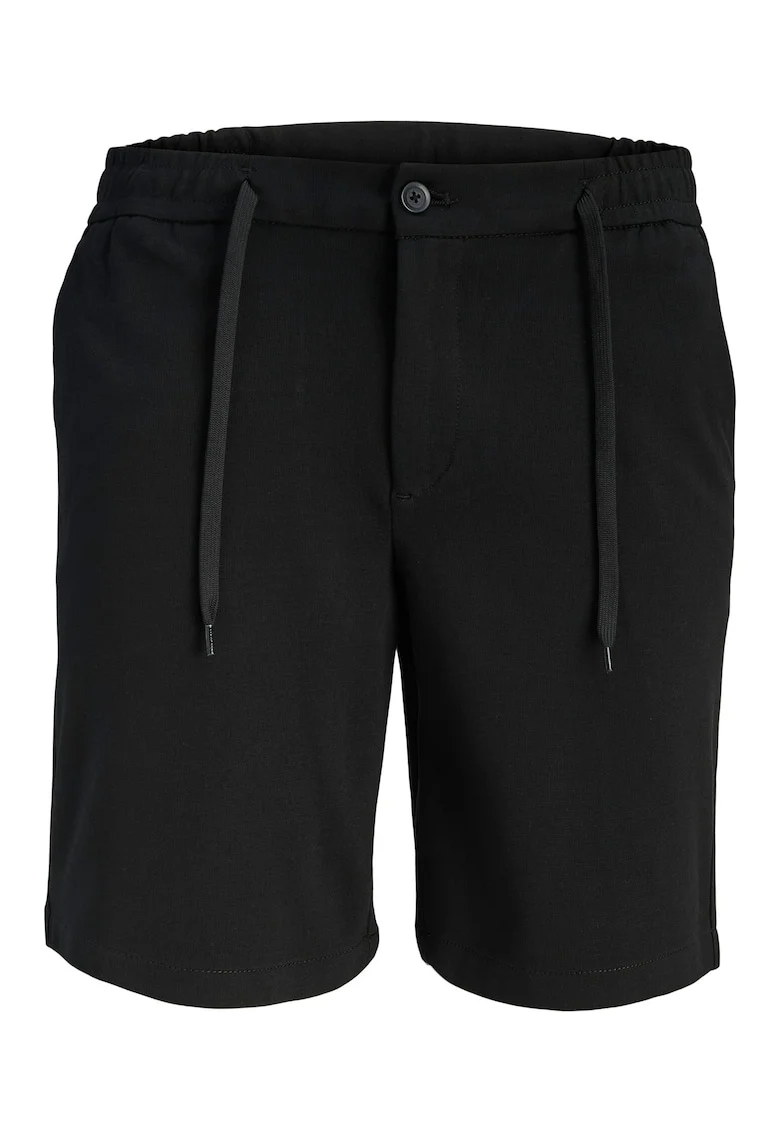 Pantaloni scurti barbati,  negru, bumbac si poliester reciclat, croiala regular fit