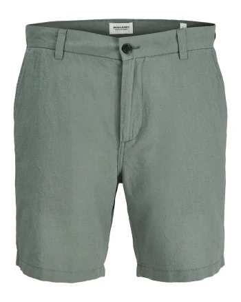 Pantaloni scurti barbati,  verde, bumbac si in, croiala regular fit