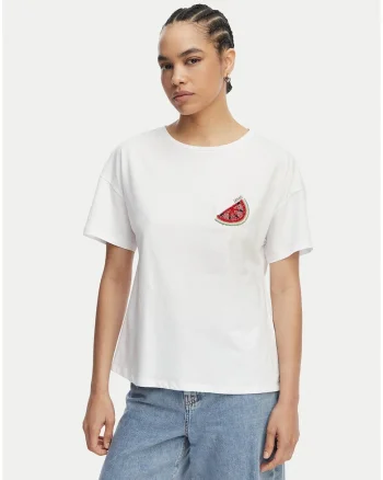 Tricou dama,  alb, bumbac, imprimeu grafic