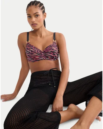 Top bikini dama,  imprimeu zebra, multicolor, material sintetic