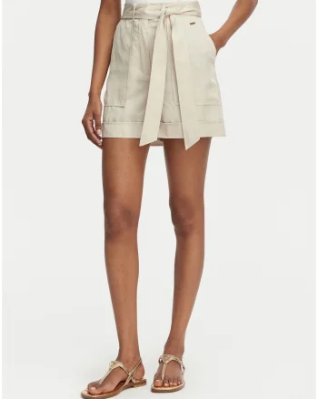 Pantaloni scurti dama,  casual, bej, lyocell