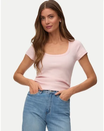 Tricou dama,  roz, din bumbac organic, regular fit