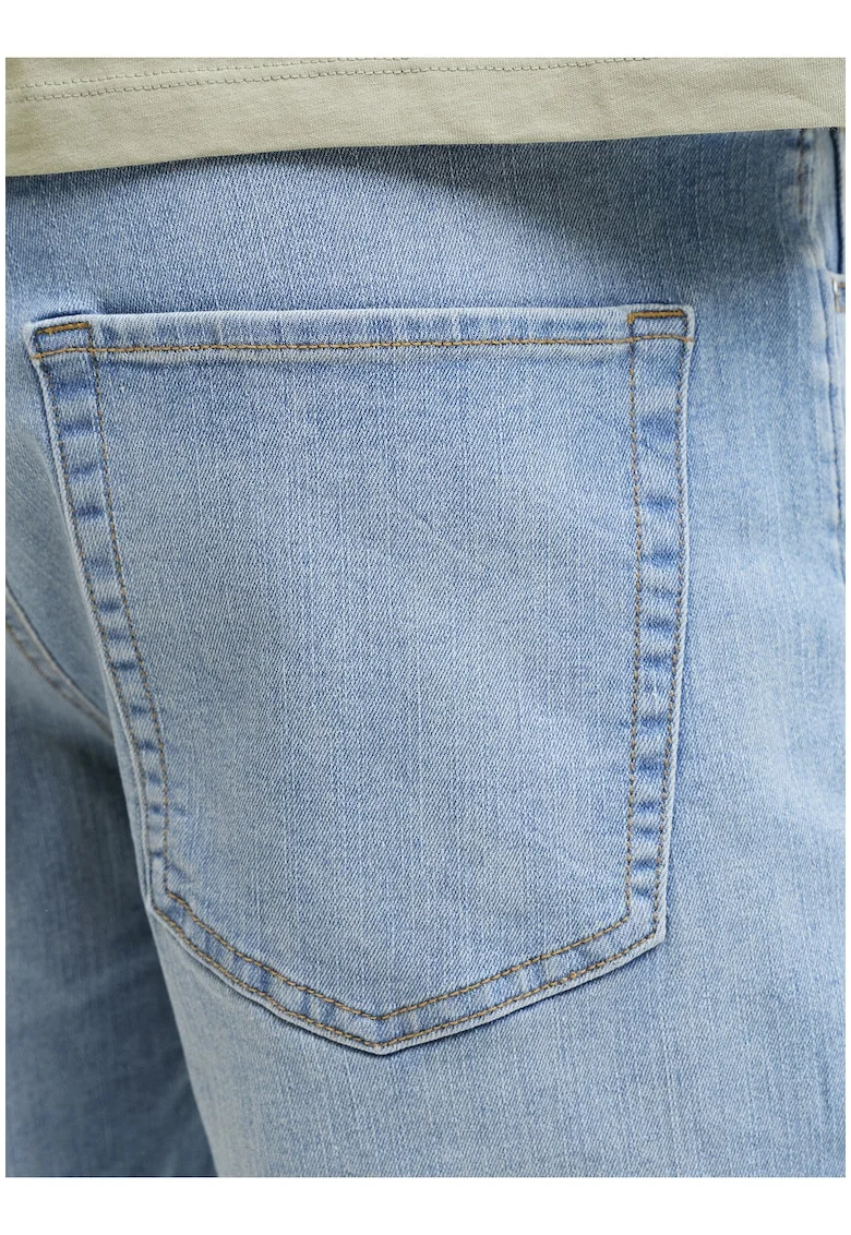 Pantaloni scurti barbati,  alb-albastru, regular fit, bumbac-poliester