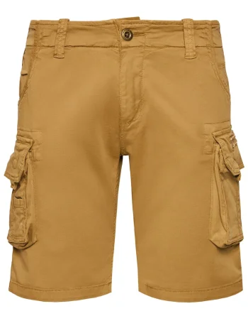 Pantaloni scurti barbati,  slim fit, maro, bumbac,