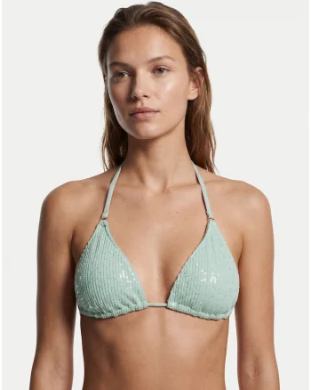 Top de bikini pentru femei,  verde, cupele moi, material elastic, set de plaja