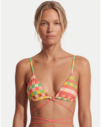 Top bikini de dama,  reversibil, multicolor, din material sintetic