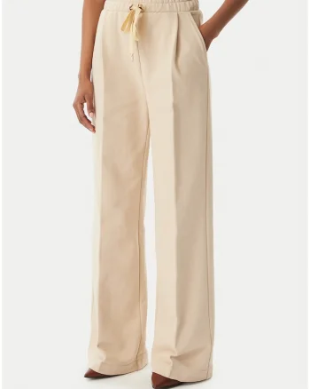 Pantaloni dama,  bej, bumbac, casual