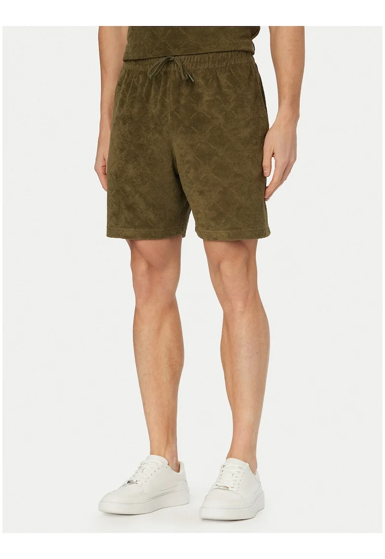 Pantaloni scurti sport Barbati,  verde, bumbac/poliester, croiala regular fit