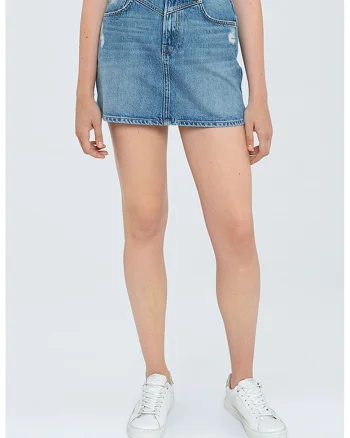 Fusta mini din denim, Albastru inchis