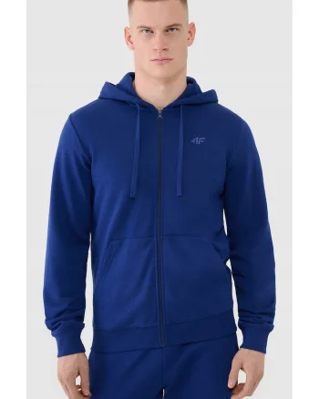 Hanorac barbati  bleumarin, fermoar, gluga, bumbac
