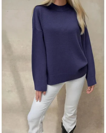 Pulover dama,  confortabil, albastru cobalt, tricot