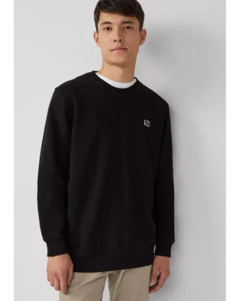 Bluza barbati, cu decolteu la baza gatului, logo, Negru, Negru