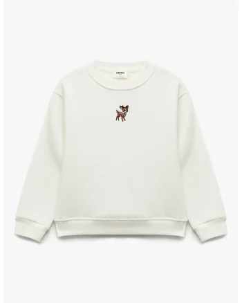 Bluza de trening regular fit cu decolteu la baza gatului, Alb