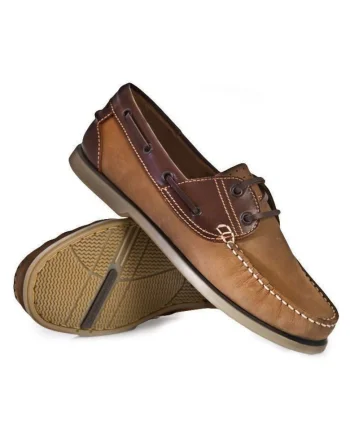 Mocasini barbatesti din piele, stil nautic, maro, Maro