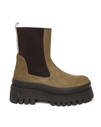 Ghete Chelsea de piele Cassandra, Maro taupe