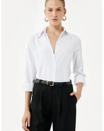 Camasa regular-fit cu maneci lungi, Alb optic