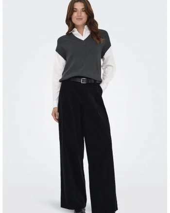 Pantaloni plisati din reiat, Negru