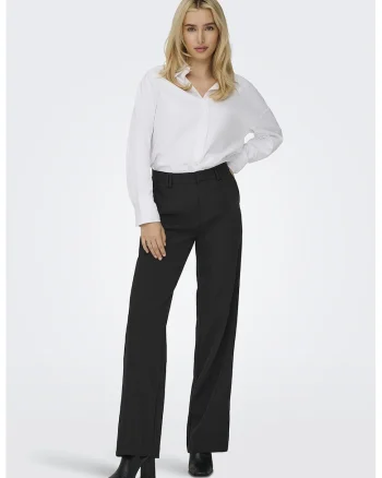 Pantaloni uni cu talie inalta, Negru