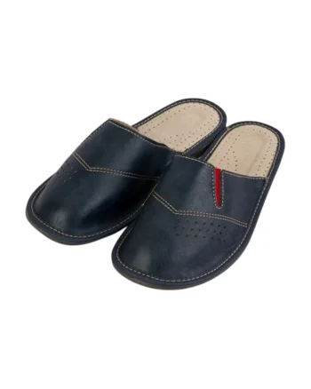 Papuci de barbati din piele albastru marin, Bleumarin