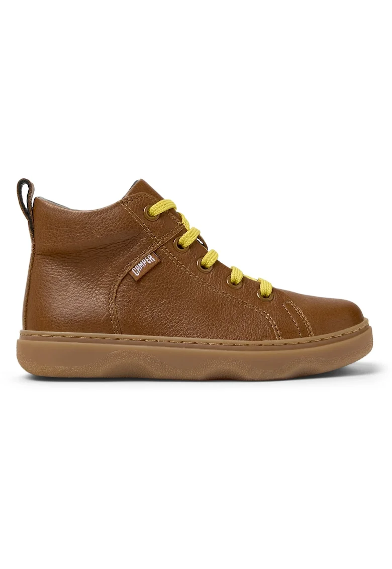 Pantofi sport inalti din piele Kiddo 8519, Maro scortisoara/Galben pai