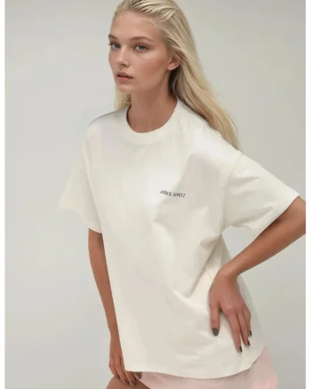 Tricou dama  bumbac 100%, supradimensionat, alb