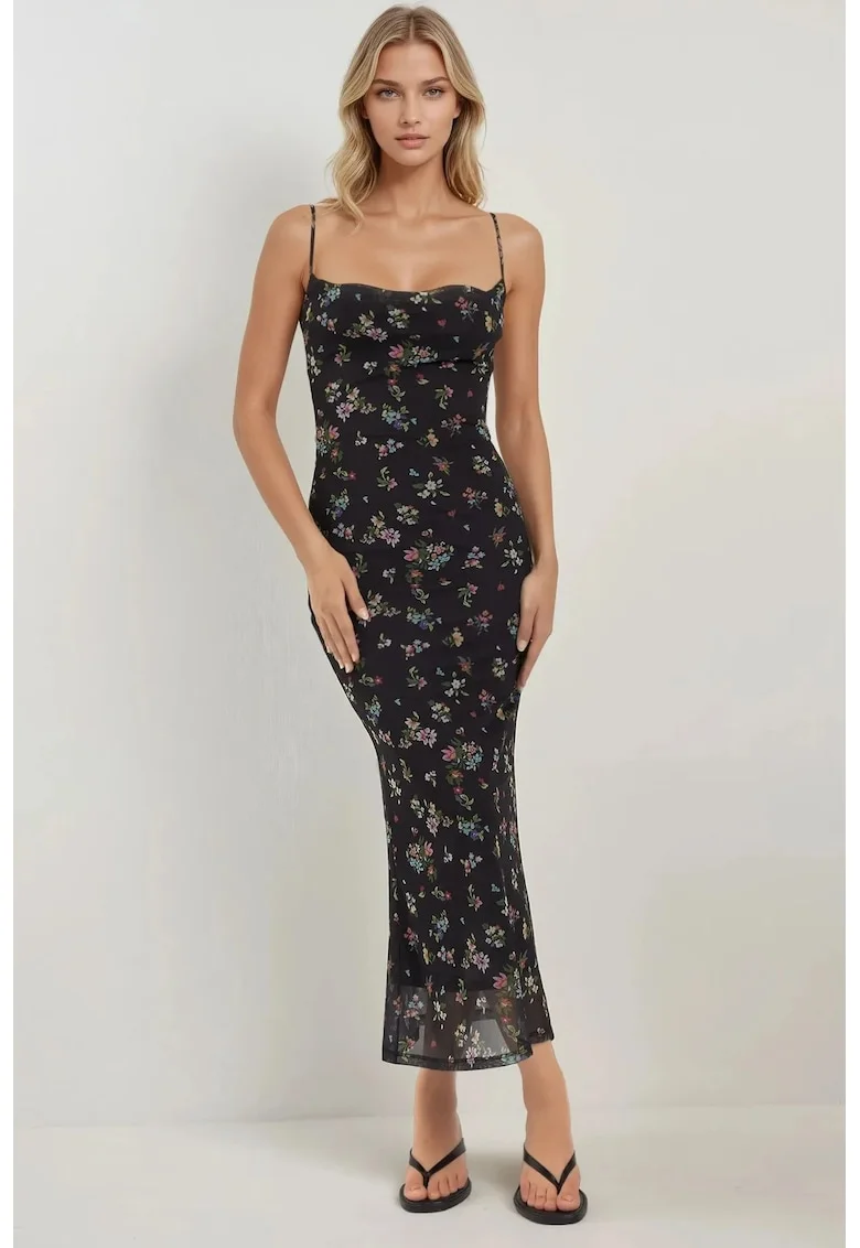 Rochie maxi,  mulata, neagra, tul