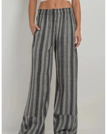 Pantaloni pentru dama  largi, cu imprimeu, textil, negru/gri