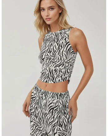 Top dama,  slim fit, imprimeu zebra, multicolor, tricot