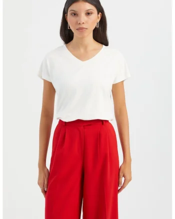 Tricou uni lejer, cu decolteu in V