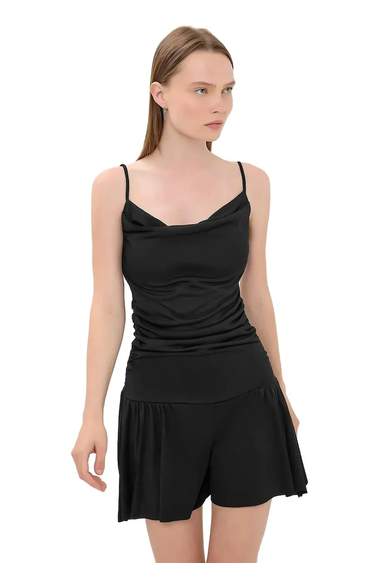 Salopeta pentru dama,  Negru, Textil
