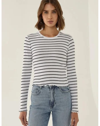 Bluza dama,  Top Slim Fit, Alb, Bumbac