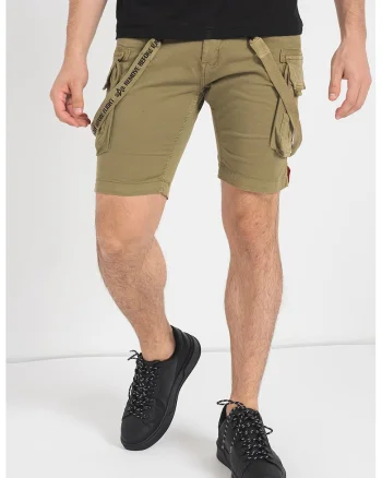 Pantaloni scurti cargo cu bretele detasabile, Kaki