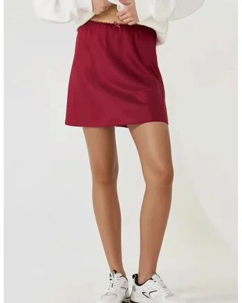 Fusta mini dama  satin, rosu