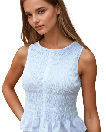 Top dama,  Jerseu, Alb, Slim fit