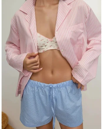 Pantaloni scurti,  Relaxed Fit, dungi, albastru, Albastru