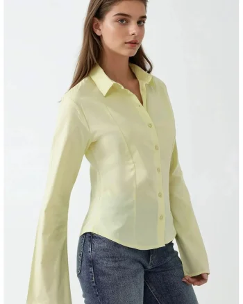 Camasa dama,  textil, galben