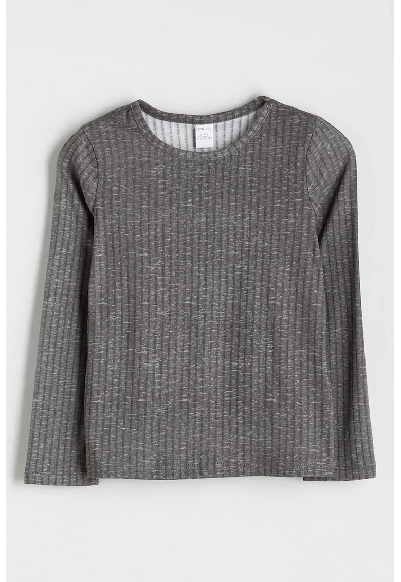 Bluza striata cu decolteu rotund, Gri inchis melange