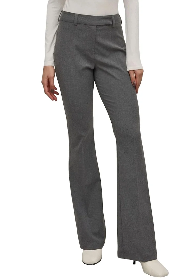 Pantaloni dama,  evazati, poliester/viscoza, gri