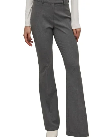 Pantaloni dama,  evazati, poliester/viscoza, gri