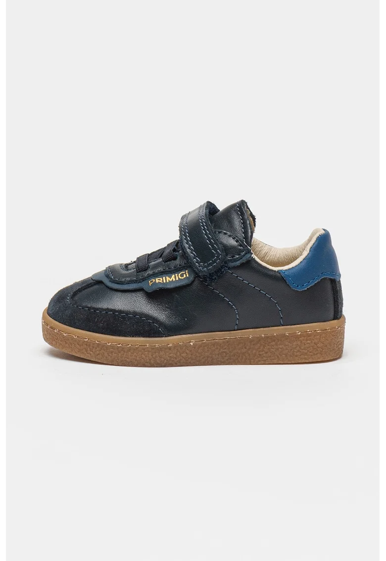 Pantofi sport din piele cu garnituri din piele intoarsa, Albastru ultramarin