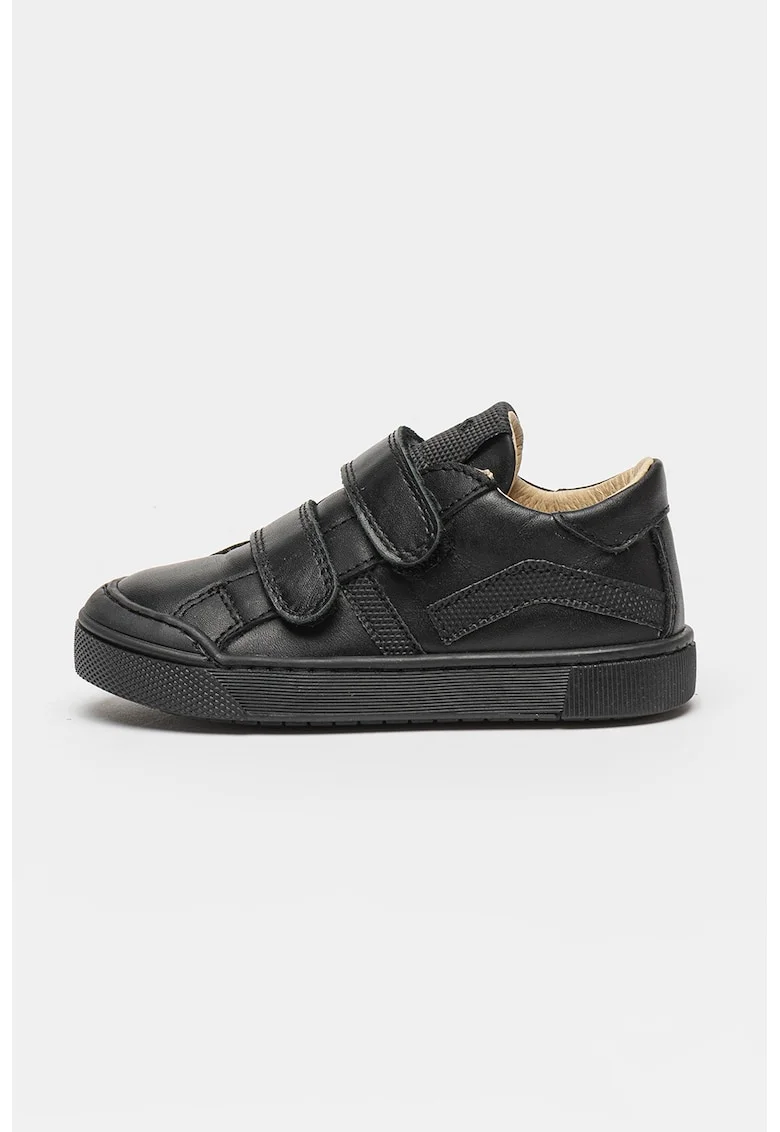 Pantofi sport din piele cu barete cu inchidere cu velcro, Negru