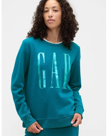 Bluza de trening cu croiala lejera si logo, Turcoaz